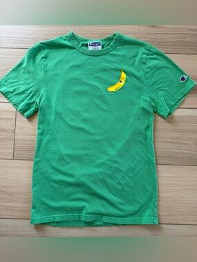 Champion Banana Graphic Tee XS Green Fun Back Print Streetwear 🍌